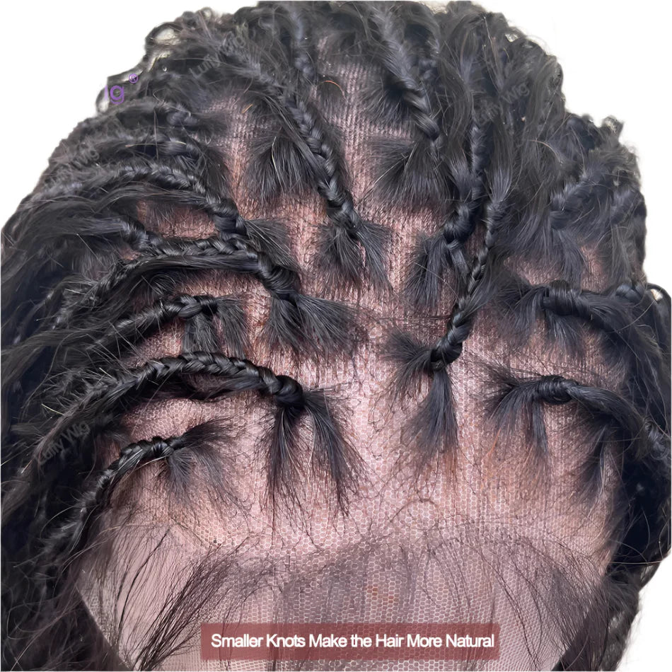 Pre-Braided HD Full Lace Wig | Brazilian Remy Hair | Boho Box Braids | 250% Density | Transparent Lace