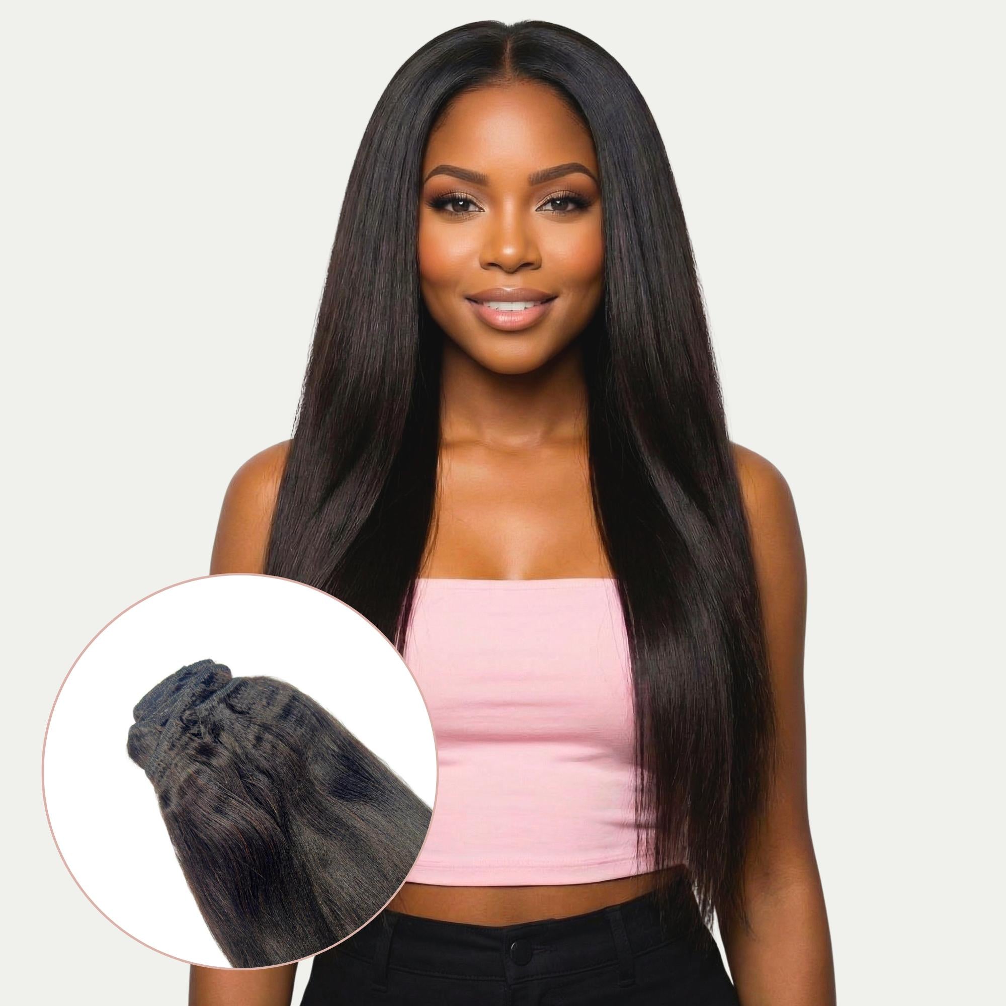 Yaki Straight Clip-In 100% Human Hair  Extensions