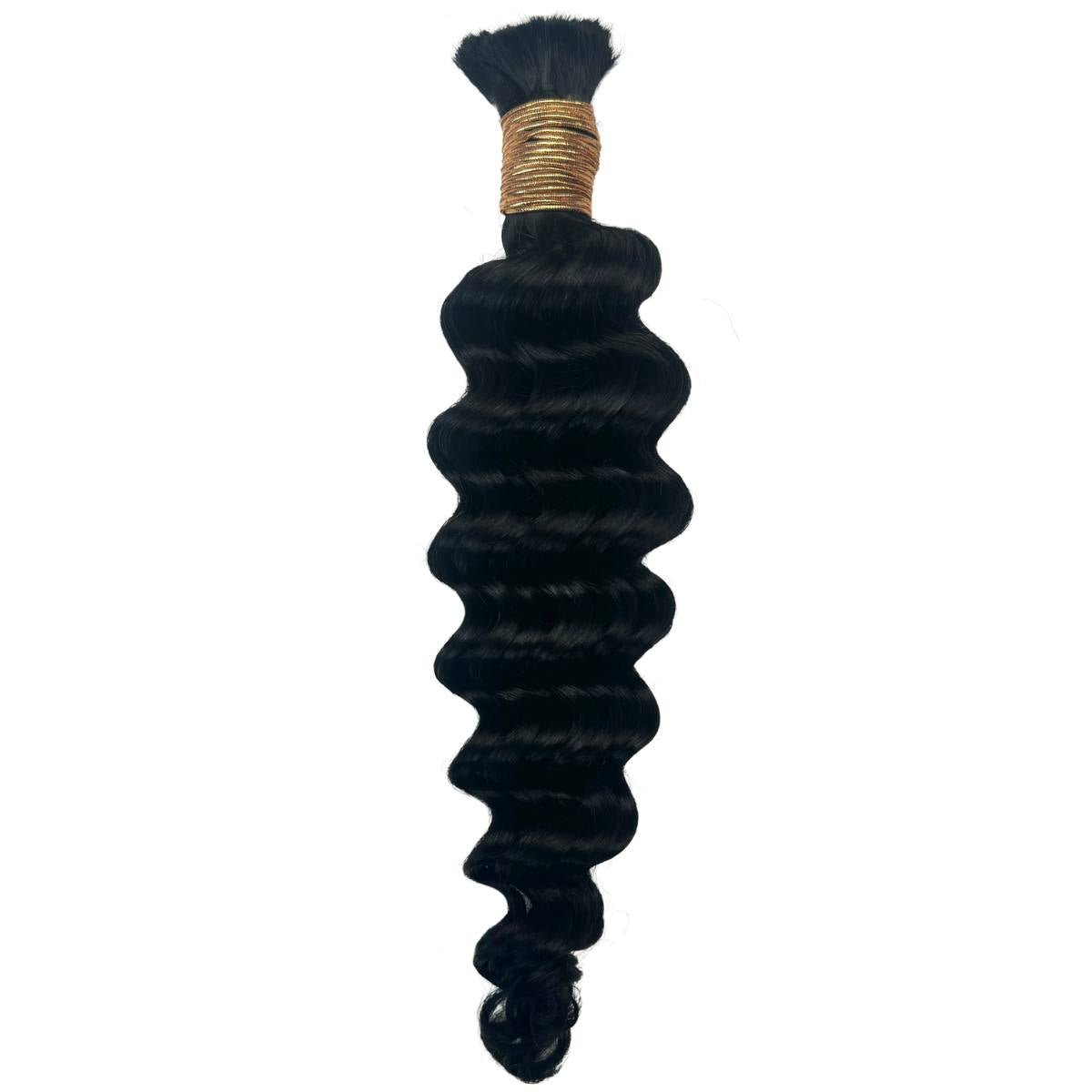Jet Black Deep Wave Bulk 100% Human Braiding Hair