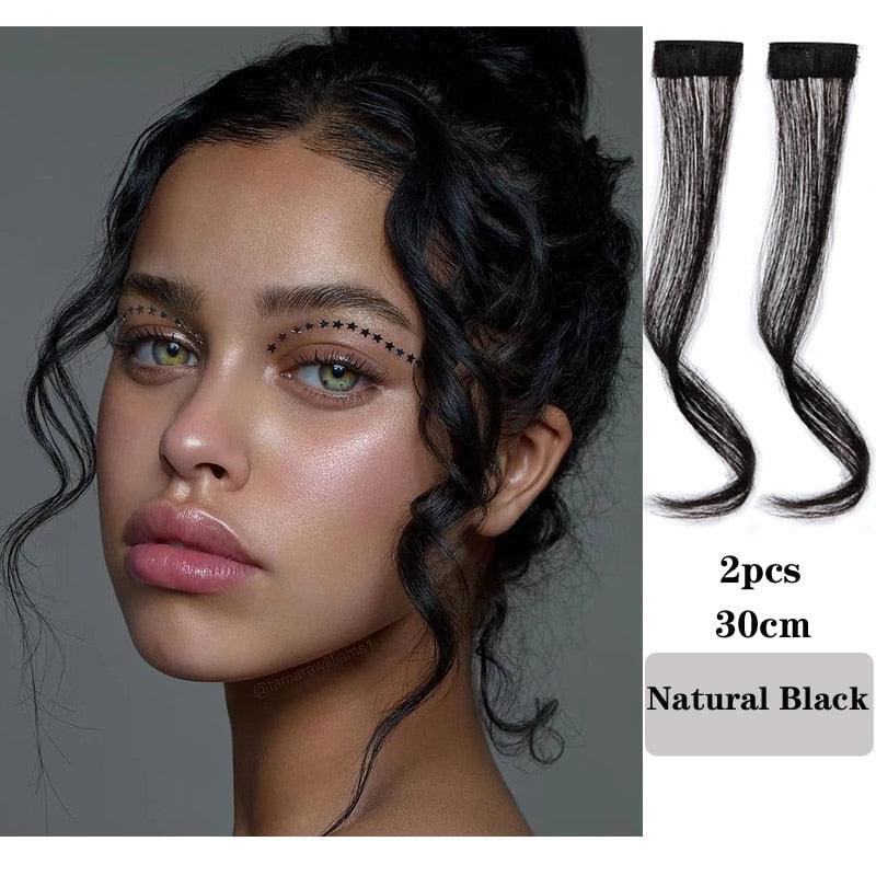 Hair Bangs Clip In Front Side Bangs Synthetic Fake Fringe Hair Extensions For Women Natural Hairpiece Natural Flat Neat Bangs With Temples For Women One Piece Hairpiece