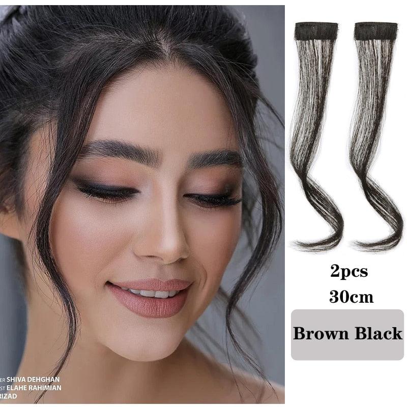 Hair Bangs Clip In Front Side Bangs Synthetic Fake Fringe Hair Extensions For Women Natural Hairpiece Natural Flat Neat Bangs With Temples For Women One Piece Hairpiece