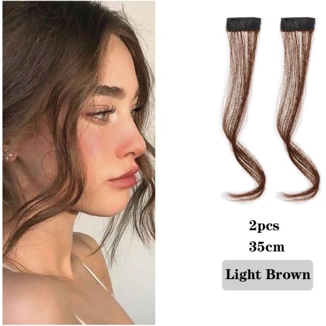 Hair Bangs Clip In Front Side Bangs Synthetic Fake Fringe Hair Extensions For Women Natural Hairpiece Natural Flat Neat Bangs With Temples For Women One Piece Hairpiece