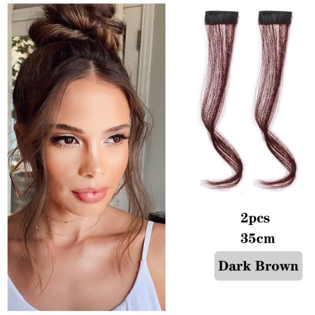 Hair Bangs Clip In Front Side Bangs Synthetic Fake Fringe Hair Extensions For Women Natural Hairpiece Natural Flat Neat Bangs With Temples For Women One Piece Hairpiece