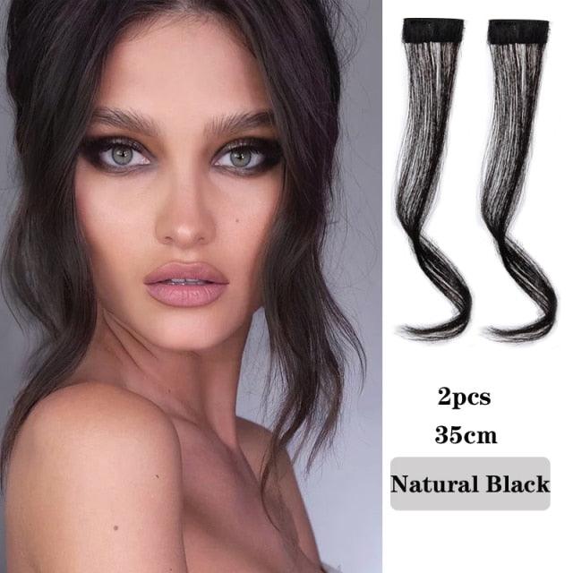 Hair Bangs Clip In Front Side Bangs Synthetic Fake Fringe Hair Extensions For Women Natural Hairpiece Natural Flat Neat Bangs With Temples For Women One Piece Hairpiece