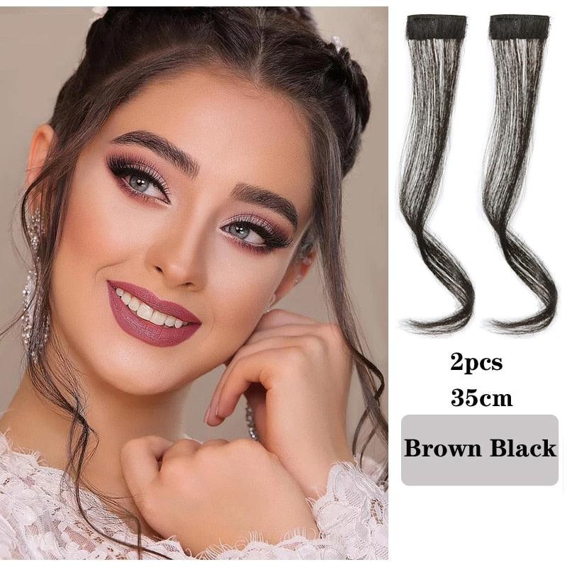 Hair Bangs Clip In Front Side Bangs Synthetic Fake Fringe Hair Extensions For Women Natural Hairpiece Natural Flat Neat Bangs With Temples For Women One Piece Hairpiece