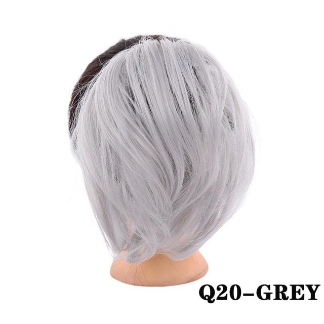 Synthetic Messy Bun Scrunchie Chignon With Elastic Hair Bands Donut Straight Ponytail Hair Pieces For Women Hair Extensions Clip in Hair Extension For Volumized Hair Buns For Girls